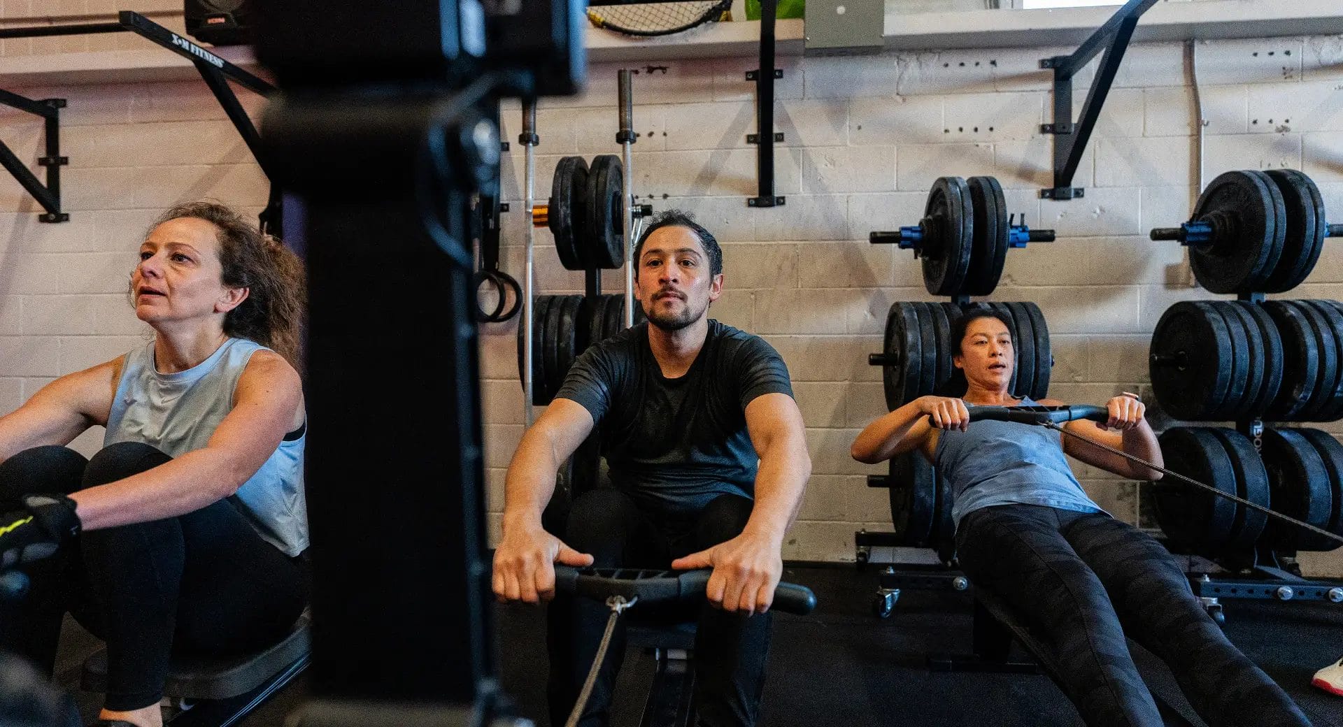 Members working out in class